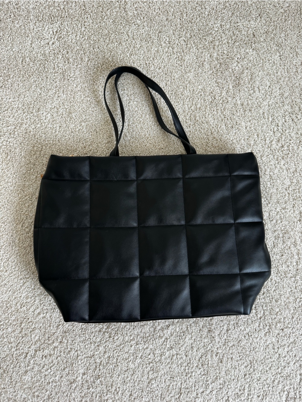 a new day Black Quilted Tote Bag
